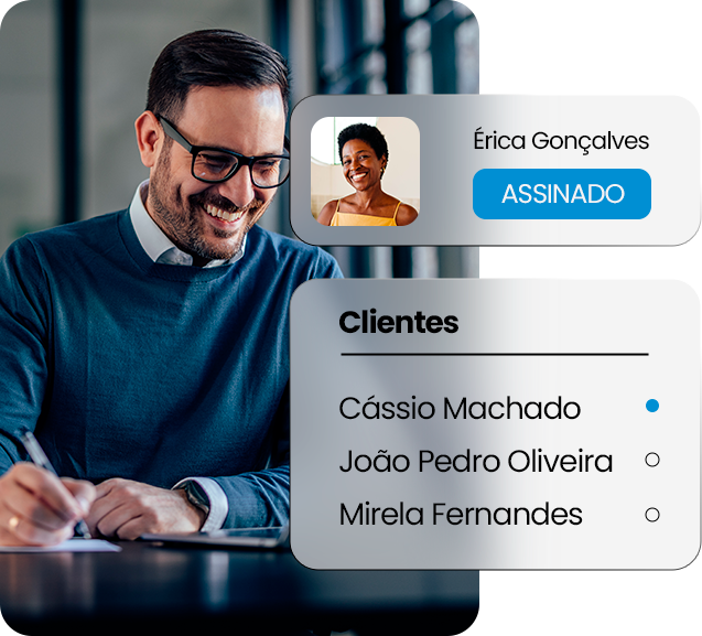 Profissional usando assinatura digital na plataforma